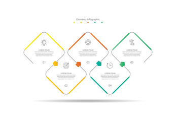 Presentation business infographic elements colorful with 5 step