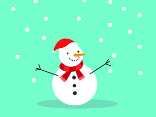 Snowman holiday christmas winter snow vector illustration background 