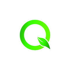 Letter Q eco leaves logo icon design elements