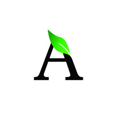 letter A logo vector design. Icon eco character of leaf concept template