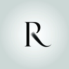 R Brush Stroke Letter Logo Design. Black Paint Logo Letters