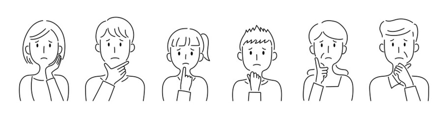 困った顔をする家族のベクターイラスト