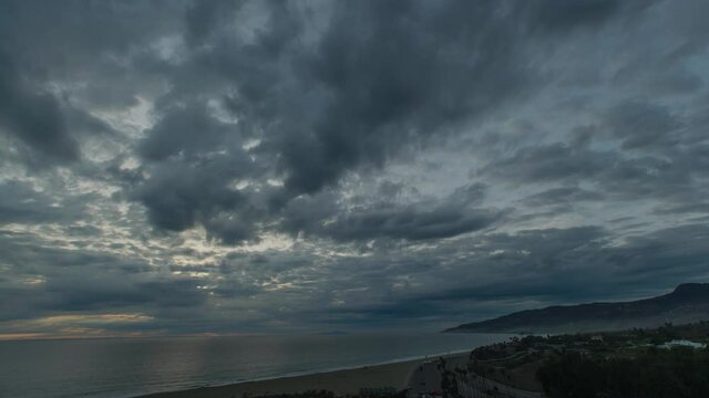 Malibu Zuma beach Time Lapse Sunset Misty Covered, California
