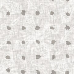 Seamless french neutral greige geometric farmhouse linen background. Provence grey white rustic romantic woven pattern texture. Shabby chic style tonal cottage shape textile print.  - 469024114