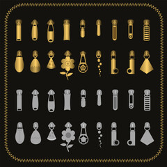 set of vector zipper head for design using gold and silver © tawipop