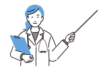 指し棒を持つ女性医師