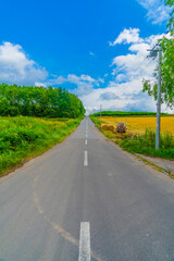 北海道の長い道と自然