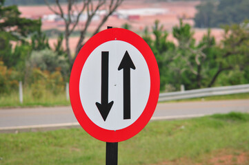 two way sign in close-up