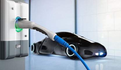 driverless car with ev charging station