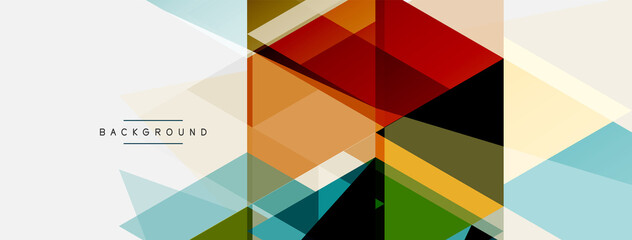 Obraz premium Color triangles composition, geometric abstract background. Techno or business concept, pattern for wallpaper, banner, background, landing page