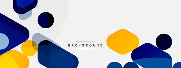 Abstract round geometric shapes and circles background. Trendy techno business template for wallpaper, banner, background or landing