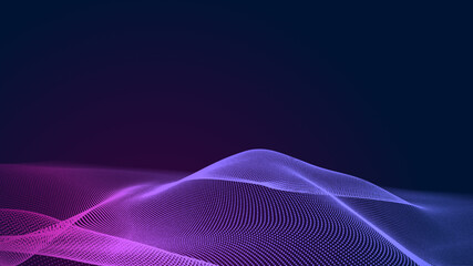 Abstract dot blue purple wave gradient texture technology background.