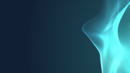 Abstract dot white green wave gradient texture technology background.