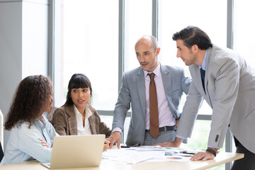 businesspeople team meeting and brainstorming works on the table in conference room