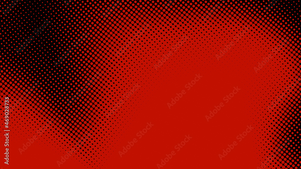 Poster dots halftone red black color pattern gradient texture background.
