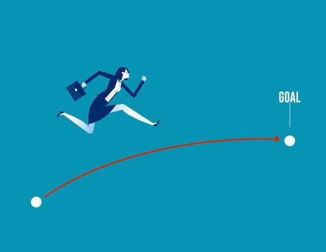 Business shortest route to achievement goals. Business vector illustration