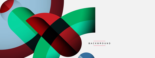 Geometric abstract background. Round shapes, circles, lines composition for wallpaper banner background or landing page