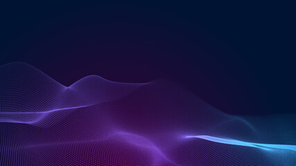 Abstract dot blue purple wave gradient texture technology background.