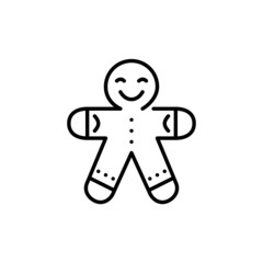 Smiling gingerbread cookie man. Traditional Christmas treat. Pixel perfect, editable stroke vector icon.