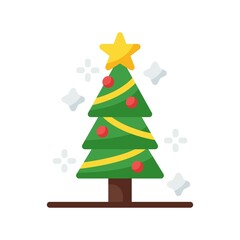 Christmas tree flat style icon. vector illustration for graphic design, website, app. EPS 10