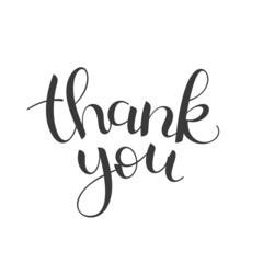 thank you hand drawn lettering. Clean lines, easy to edit. Vector illustration isolated on white background.
