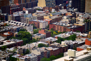Hell’s Kitchen neighborhood in New York City from a rooftop