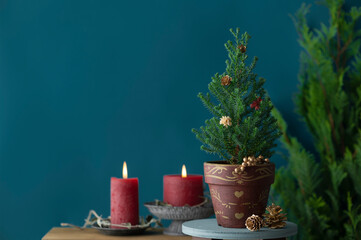 クリスマスのディスプレイとキャンドル