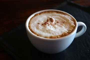 cup of hot cappuccino coffee