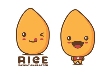 cute rice cartoon mascot illustration