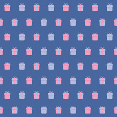 holiday gifts. vector seamless pattern. pink and blue baby repetitive background. fabric swatch. wrapping paper. continuous print. design element for  textile, home decor, apparel, greeting card