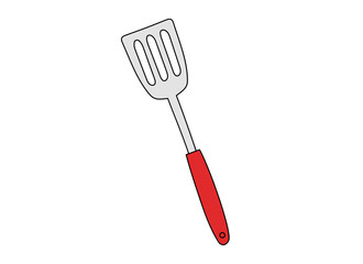 赤い取っ手のフライ返し