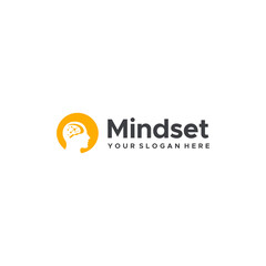 Flat Mindset brain people silhouette logo design