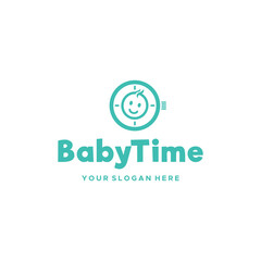 flat BabyTime object face circle kids logo design