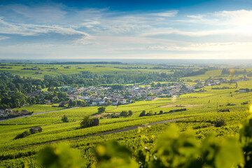 Le village de Cercié au lever du jour, Beaujolais, France