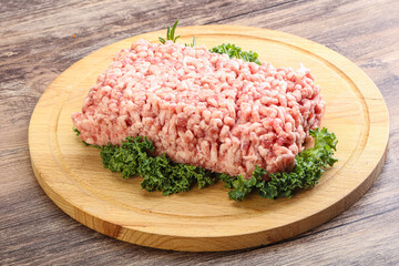 Raw pork minced meat for cooking