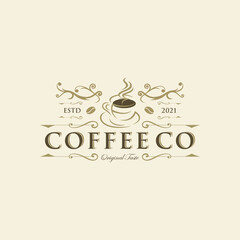 Coffee shop logo design template. Retro coffee emblem. Vector art. vector illustration.