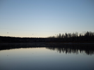 sunset over the lake
