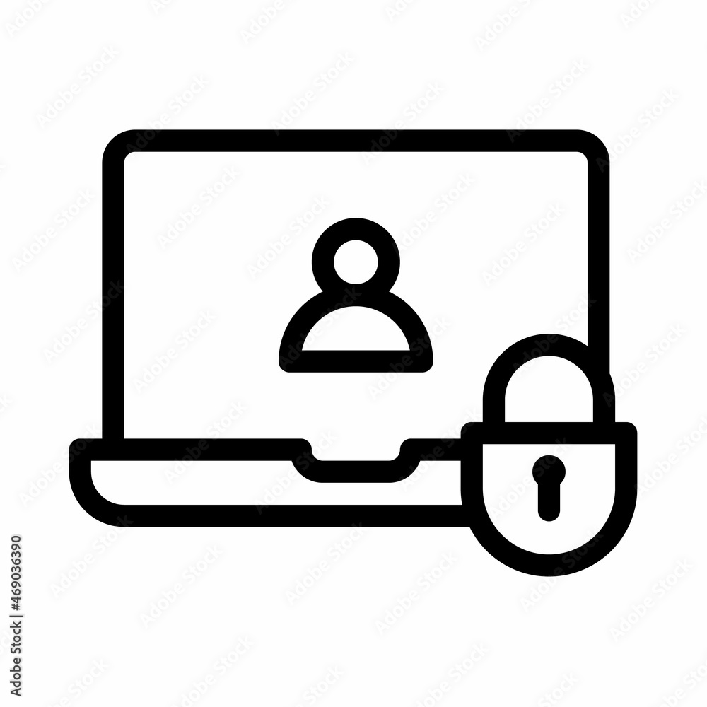 Wall mural laptop security user data protection single isolated icon with outline style