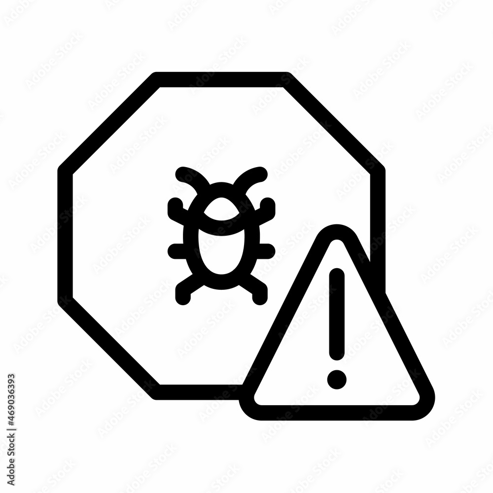 Wall mural warning sign bug alert danger single isolated icon with outline style