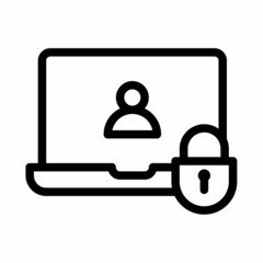 laptop security user data protection single isolated icon with outline style