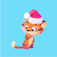 cute beautiful bright illustration tiger new year happy new year year of the tiger 2022 happy new year and christmas symbol of the year