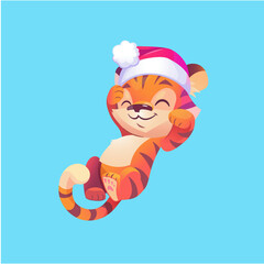 cute beautiful bright illustration tiger new year happy new year year of the tiger 2022 happy new year and christmas symbol of the year