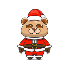 cute animals, bear wearing christmas costumes, cute animals wearing santa clothes, cartoon characters in kawaii and shiny style.