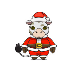 cute animals, cow wearing christmas costumes, cute animals wearing santa clothes, cartoon characters in kawaii and shiny style.