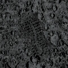 Fototapeta na wymiar Human footprint on the lunar (moon) surface