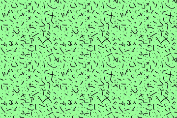 Seamless pattern, doodled black stripes on light green background.