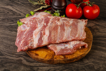 Raw pork ribs for cooking