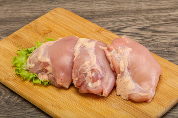 Raw chicken boneless and skinless leg