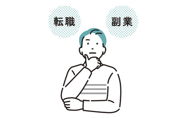 転職か副業かで悩む男性
