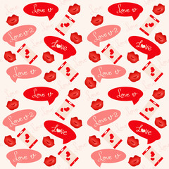 Repeat-less Love Or Romantic Pattern Background In White And Red Color.